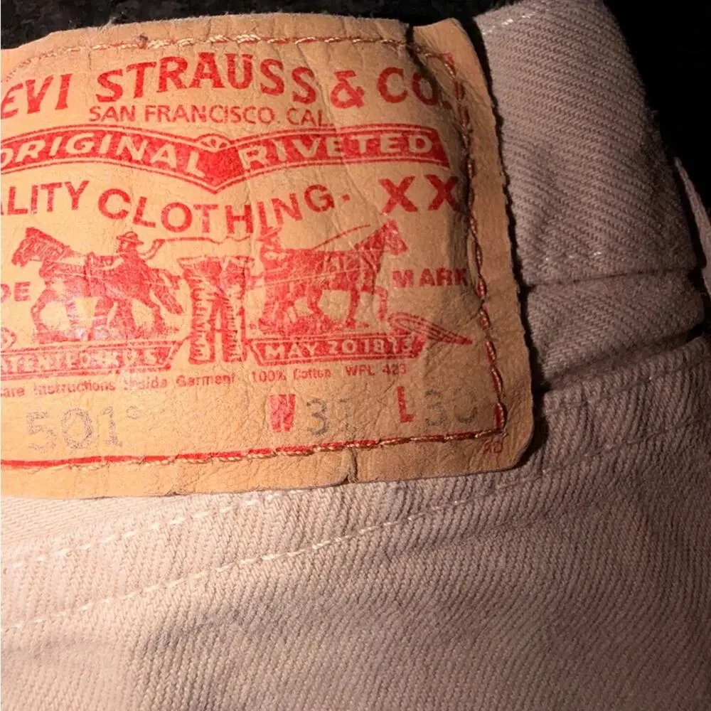 UEC LEVI’S KHAKI 501 ORIGINAL STRAIGHT LEG DENIM JEANS MADE IN MEXICO SZ 31x30